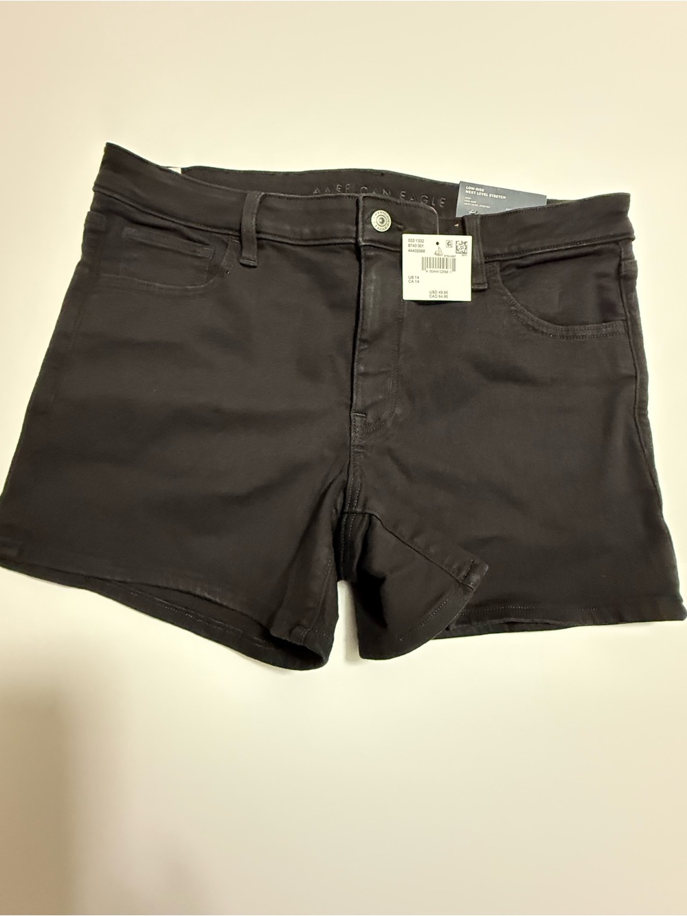 Black Stretch Denim Jean Shorts - Sleek Mid-Rise Style